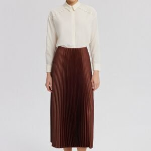 PLEATED SATIN SKIRT