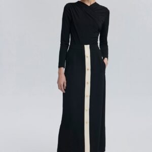 GOLD BUTTONED CREPE SKIRT