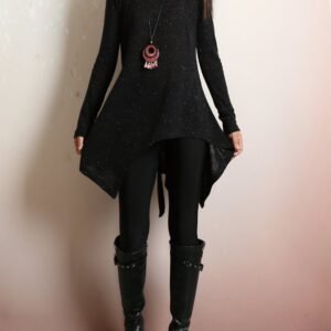 Oversized tunic dress/Asymmetrical knit tunic dress/Women's sweater dress/plus size hoodie/casual customized top/Maternity dress/purple sweater (Q5101)